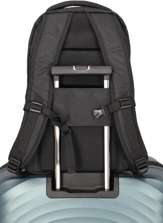 Рюкзак для ручної поклажі travelite BASICS 22 л, для ноутбука 15,6'', чорний, багатофункціональний міський рюкзак з відділеннями та кріпленням на валізу