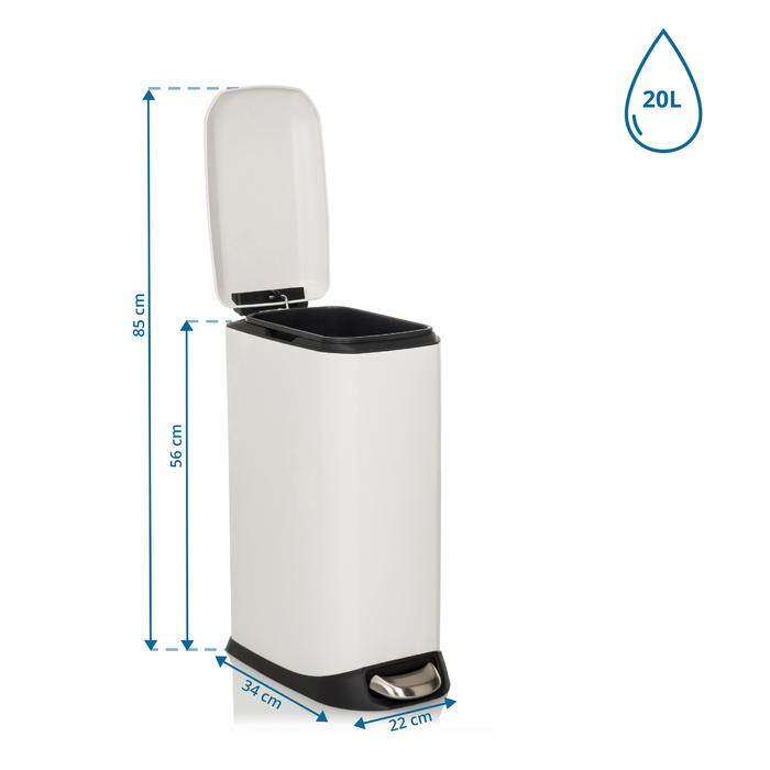Відро для сміття / відро для сміття CLEAN SLIM 20L сталь біле hjh