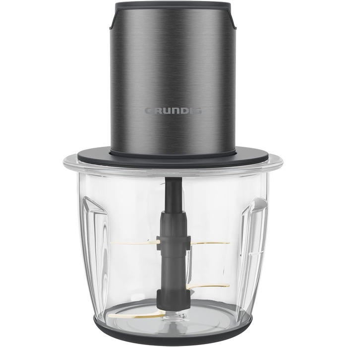 Подрібнювач харчових продуктів Grundig Delisia Novus CH 7140, 500 Вт, 4 леза з цирконієвим покриттям, скляна чаша 1 л, 2 швидкості, антиковзка основа, Dark Inox/Чорний