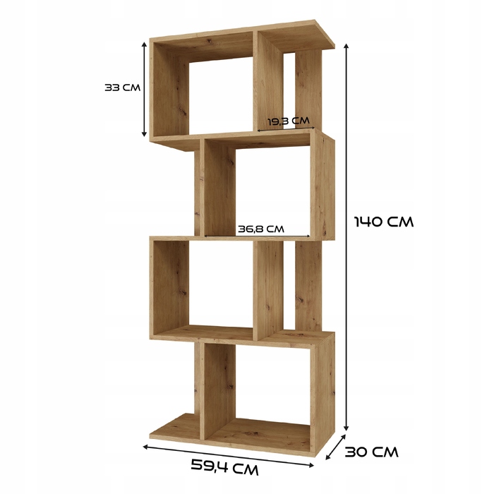 Стелаж TopEshop 59,5 x 140 x 30 см, дуб артизан