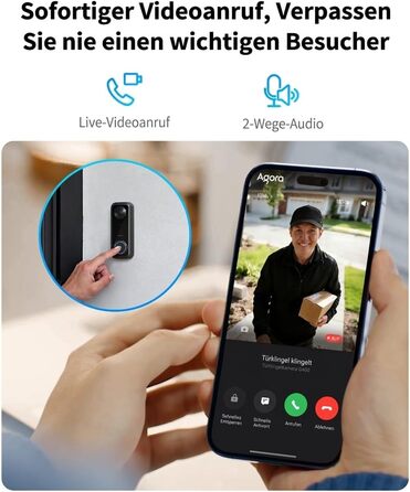 Aqara G400 Відеодзвінок з Chime, 2K HD, PoE/Кабель, HomeKit, Розпізнавання, IP65