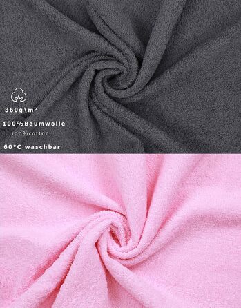 Набір рушників Betz Palermo 6 шт: 2 банних 70x140 см, 4 для рук 50x100 см, сауна, антрацит-рожевий
