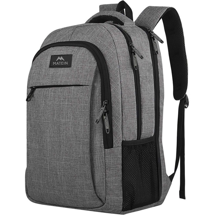 Великий рюкзак для ноутбука MATEIN 18 дюймів, місткий дорожній рюкзак для чоловіків, сірий