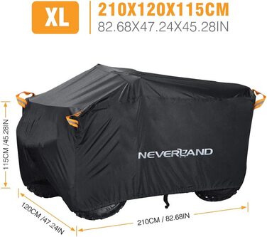 Чохол для квадроцикла XXXL NEVERLAND, водонепроникний, UV-захист, з фосфоресценцією, 256x110x120 см, чорний