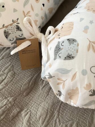 Подушка для вагітних LOOLAY, 170 см, вафельна, 100% бавовна, біла, з вушками зайчика, для годування та сну, сірий/м'ятний/рожевий