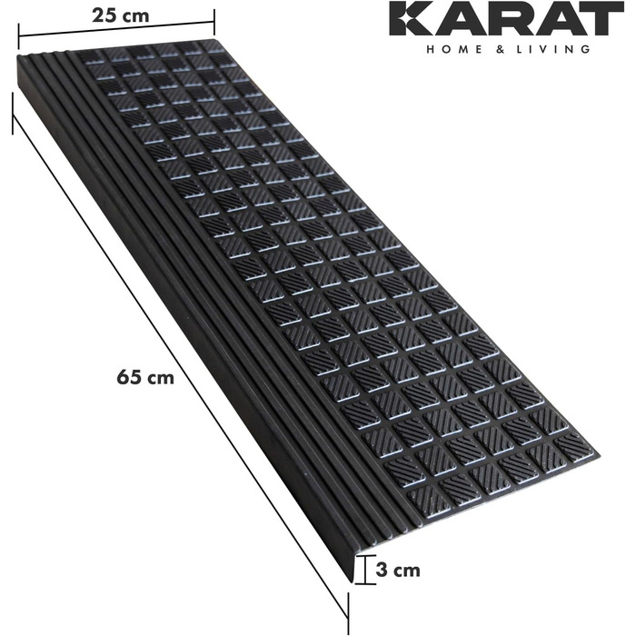 Набір з 5 гумових килимків для сходів KARAT 25x65 см, антиковзкі, вологозахисні, для зовнішнього використання