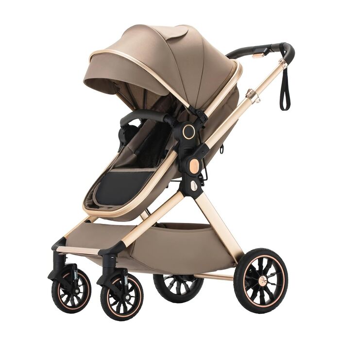 Дитяча коляска BEBBY 3-в-1: комбінована, люлька, автокрісло, складна, для новонароджених, чорна/коричнева