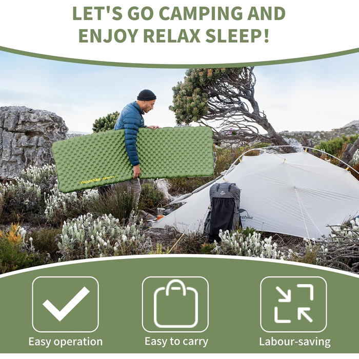 Самонадувний кемпінговий килимок Naturehike Thermal Serie 4.6R Ultralight для зими (-15°C), прямокутний, 196x64 см