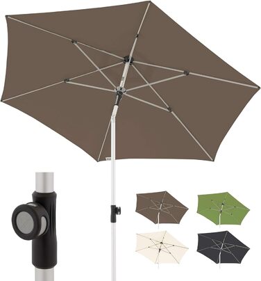 Сонячна парасоля Doppler SL-AZ 220 см для саду, складана, алюмінієва, UV 80+, Greige-Taupe, водовідштовхувальна, поліестер