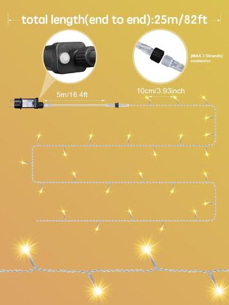 Світлодіодна гірлянда для вулиці 35м, 300 LED вогників для новорічної ялинки та декору (теплий білий/кольорова)