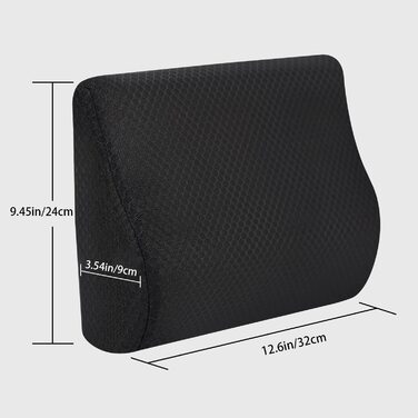 Ергономічна подушка Livtribe для попереку з пам'яттю форми, чорна, для авто, офісного та інвалідного крісла, розмір S