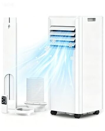 Мобільний кондиціонер Electactic 9000 BTU 3-в-1: з відведенням повітря, вентилятор, осушувач, пульт, таймер 24 год, білий