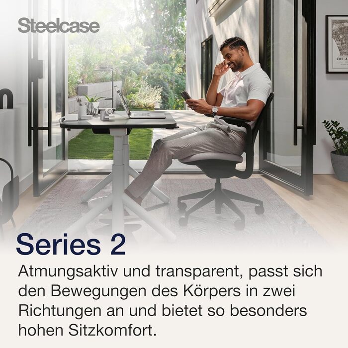 Офісний крісло Steelcase Series 2 з підтримкою спини LiveBack, 4D підлокітники, регульована підголовник, колір Трюфель, сучасний дизайн