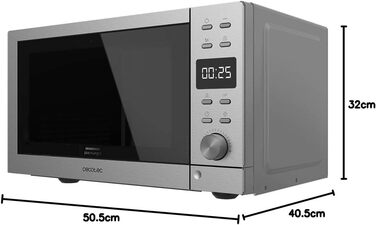 Мікрохвильова піч Cecotec GrandHeat 2500 Flatbed Touch White 800 Вт, 20 л, сенсорне керування, 8 програм, нержавіюча сталь