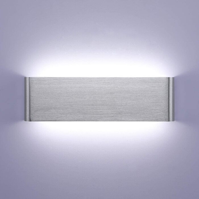 Lightsjoy LED настінний світильник 16Вт, сучасний, сріблястий, IP44, світло вгору-вниз, для коридору, спальні, вітальні, сходів, тепле біле світло, 30 см