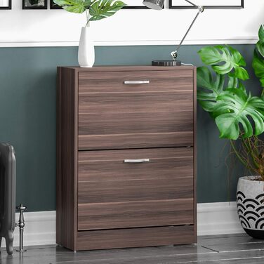 Шкаф для взуття Vida Designs з 2 відкидними полицями, органайзер для взуття, дерев’яний модуль (горіх)