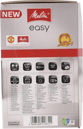 Кавоварка Melitta Easy з фільтром, скляною колбою, антикрапельною системою, на 10 чашок, біла