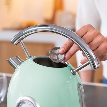 Електрочайник Cecotec ThermoSense 420, 1,8 л, 2200 Вт, з індикатором температури, нержавіюча сталь, вінтажний стиль, зелений