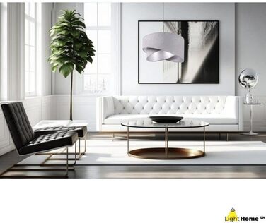 Підвісна лампа Light-Home Milan з абажуром з велюру, індустріальний стиль, сіро-срібляста, для вітальні, спальні та їдальні
