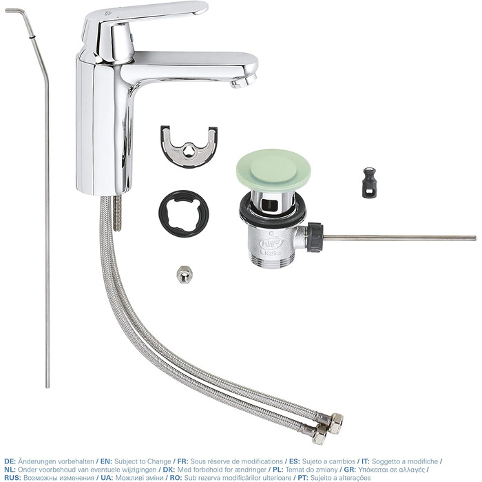 Змішувач для ванної кімнати Grohe Eurosmart Cosmopolitan, хром, 30 см, водозберігаючий, з витяжною системою