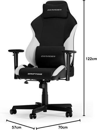 Ігрове крісло DXRacer DRIFTING L, чорне-біле, EPU шкіра, оригінал