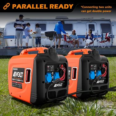Інверторний генератор AIVOLT 1400W: бензиновий, тихий, для кемпінгу, фестивалів та дому. 2 USB, 12V DC та 230V розетки (3200W пікова потужність)