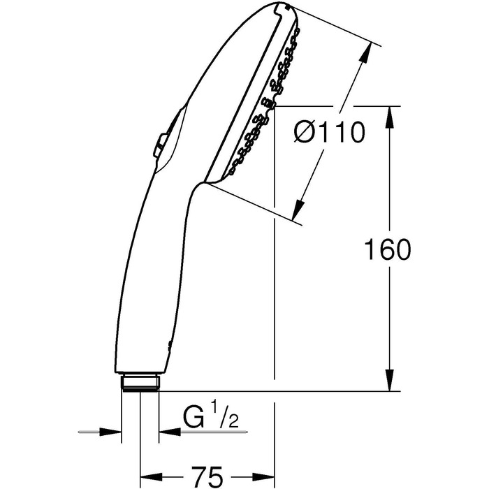 Душова лійка GROHE Vitalio 110 водоощадна, 2 режими струменя, чорна, 279462431