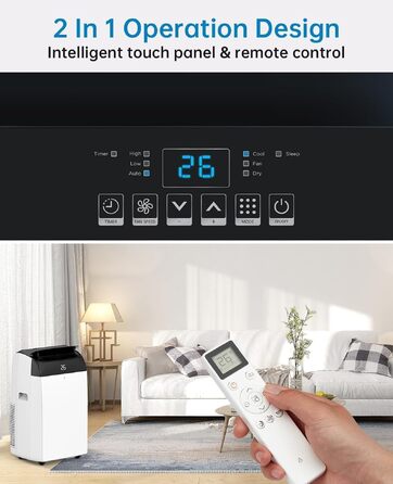 Мобільний кондиціонер Acekool 12000 BTU 4-в-1 з нічним режимом, енергокласу A, для кімнат до 51м²