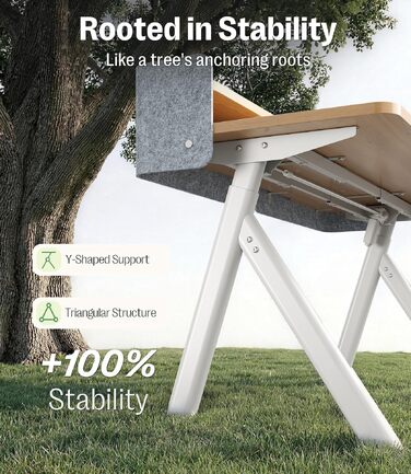 Електричний регульований стіл MAIDeSITe Arbor Lift 140x70 см білий/дуб з підставкою для монітора та акустичною перегородкою
