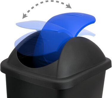 Смітник Stefanplast з маятниковою кришкою, 60 л, чорний/синій