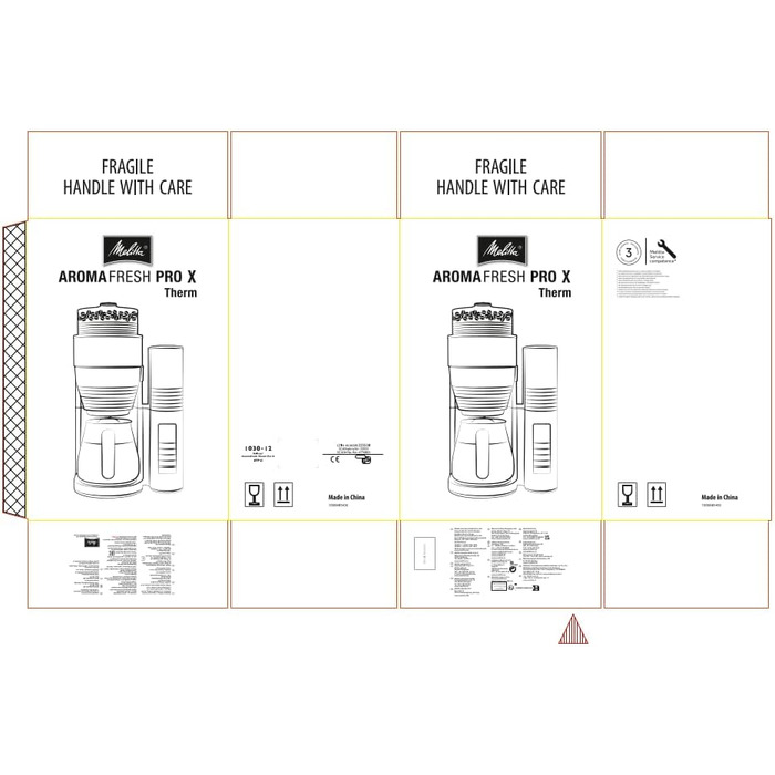 Кавоварка Melitta AromaFresh Therm Pro X з млином, термокухлем і знімним резервуаром для води, фільтраційна кавомашина на 8 чашок, чорна