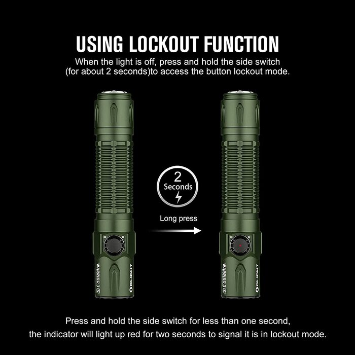 Тактичний ліхтар OLIGHT Warrior 3S 2300 люменів, 5 режимів, USB-заряджання, з датчиком відстані, водонепроникний IPX8, для кемпінгу, туризму, виживання, пошуку, зелений