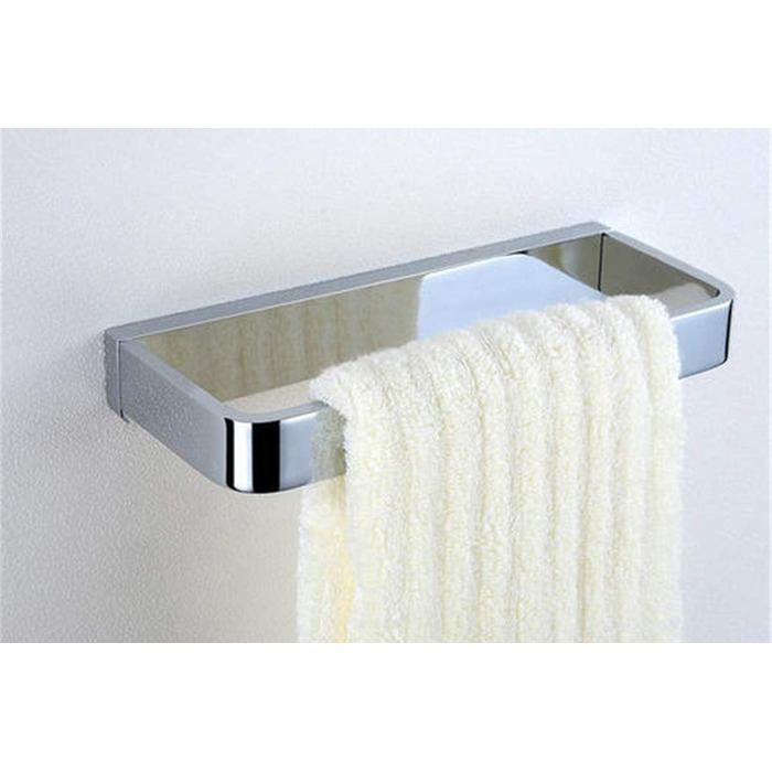 Flybath Кільце для рушників, масивна латунь, квадратна форма, хром, 20 см, для ванної та кухні, настінне кріплення
