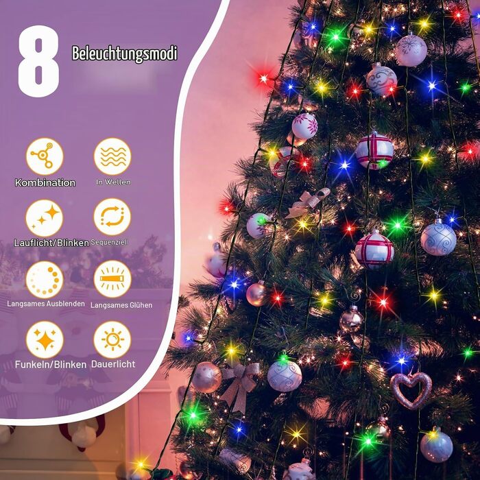 Світлодіодна гірлянда для ялинки з кільцем, 400 LED ліхтариків, 16 кольорів, для дерева 150-240 см, новорічне освітлення для свят та вечірок