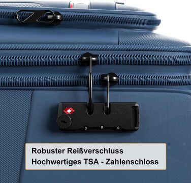 Валіза розширювана тканинна 3-в-1 темно-синя з TSA замком та 4 колесами - дорожня валіза, ручна поклажа