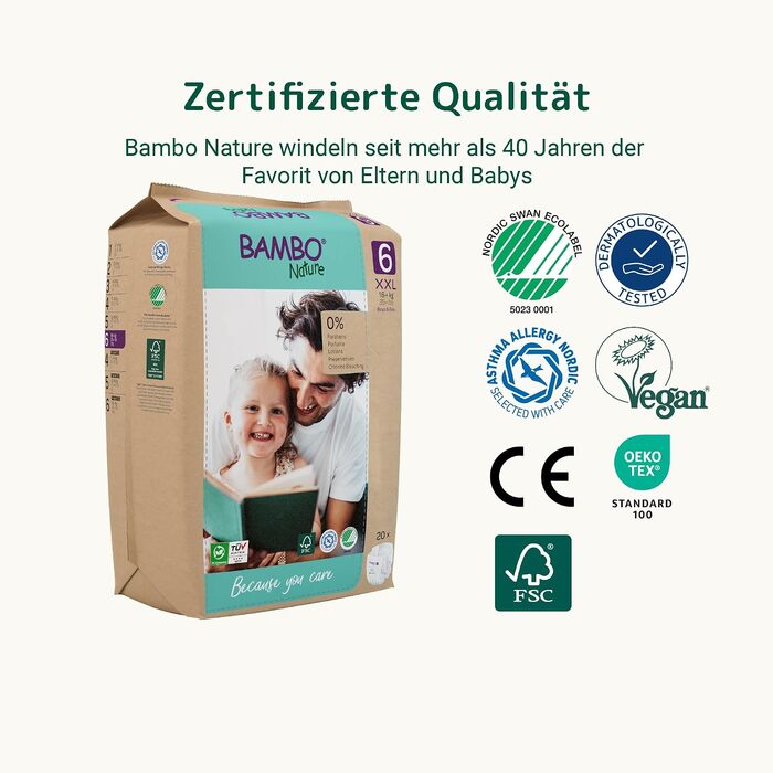 Дитячі підгузки Bambo Nature розмір 4 (7-14 кг), місячний бокс, 144 шт.
