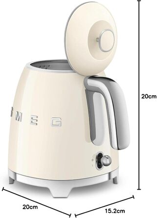 Електричний чайник Smeg KLF05CREU, 0.8 л, кремовий, з нержавіючої сталі, з автовимкненням та індикатором рівня води