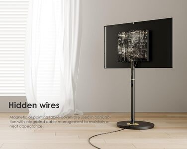 FITUEYES мобільна стійка для телевізора 32-65'' з коліщатками, регульована по висоті, мінімалістичний дизайн, для дому та офісу