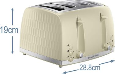 Тостер Russell Hobbs 26071 на 4 тости, кремовий: сучасний дизайн, широкі слоти, підйомний механізм
