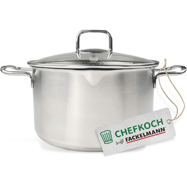 Каструля з нержавіючої сталі Fackelmann Chefkoch München 24 см, 5,5 л, для всіх типів плит (індукція), з функцією зливу, високоякісна