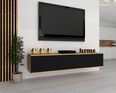 Підвісна шафа RTV, горизонтальна комод для вітальні SIMPLY Craft, чорна