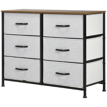 Комод-біксом з 6 тканинними шухлядами, 80 x 30 x 62,5 см, Коричневий + Чорний + Сірий