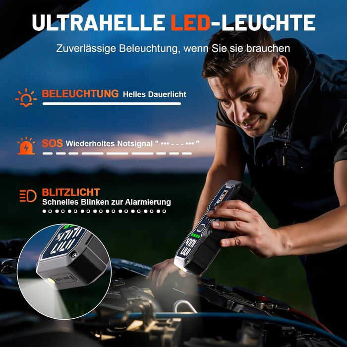 Бустер для автомобіля Starthilfe Powerbank 8000A 12V — Пусковий пристрій для акумуляторів авто, модель 9183