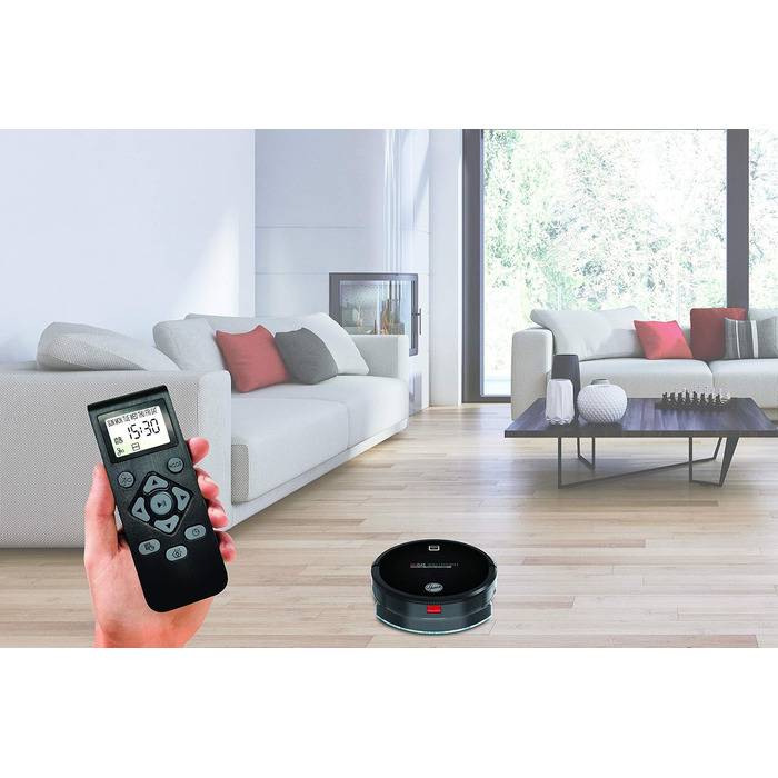 Робот-пилосос Hoover H-GO 300 HYDRO з функцією вологого прибирання для всіх типів підлог і килимів, 5 програм, 120 хв роботи, сенсор перешкод, захист від падінь