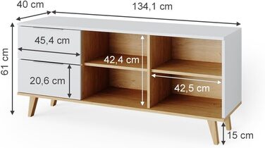 Комод Vicco Nautica білий/сонома, 134x61 см, 2 шухляди