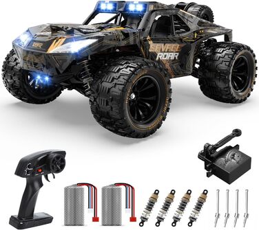 Радіокерований позашляховик DEERC 1:14 40 км/год, RC-трак 4x4 2.4 ГГц з LED-фарами, 2 акумулятори, іграшка для хлопчиків