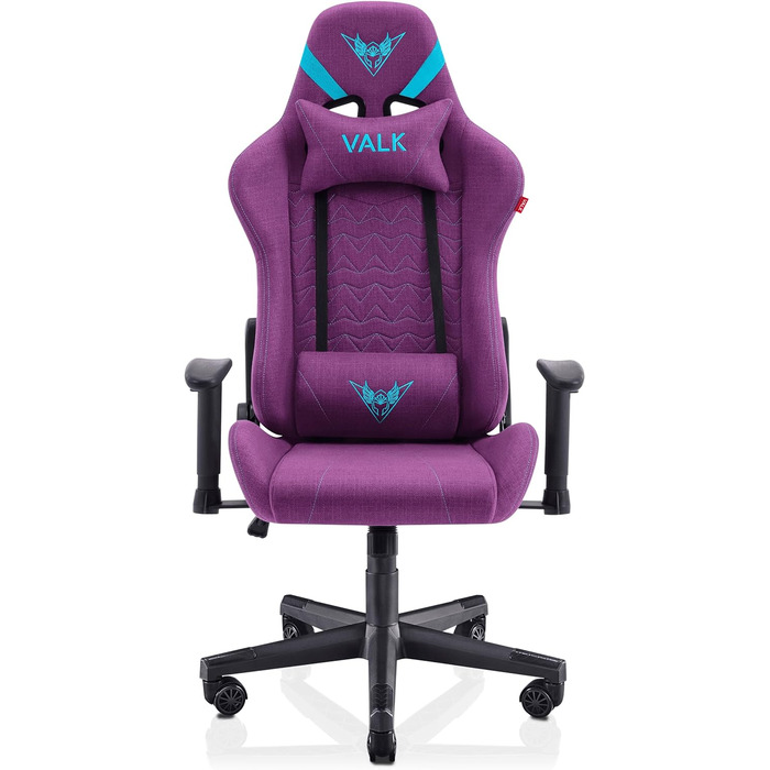 Ігровий крісло VALK Nyx з м'якою дихаючою тканиною, регульовані підлокітники, кут нахилу 160°, ергономічний офісний крісло (фіолетовий)