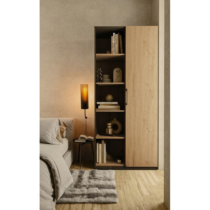 Стелаж TopEshop 80 x 182 x 30 см, антрацит, дуб артизан
