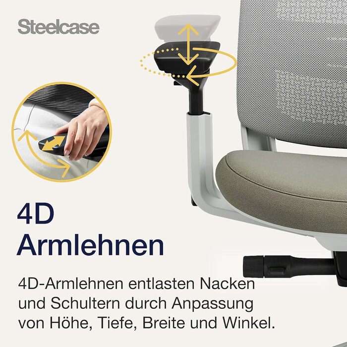 Офісний стілець Steelcase Series 2 з підтримкою спини LiveBack, 4D підлокітники, регульована підголівник, колір Трюфель