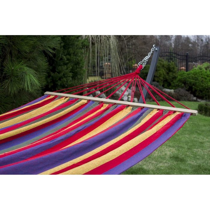 Гамак Potenza Outdoor для 2 осіб з підставкою XXL 220x160 см, до 200 кг, стійкий до погодних умов (Червоний, Графітове підставлення)